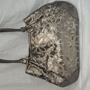 Brighton Valencia bag Leather with Floral Embroidery Magnetic closing